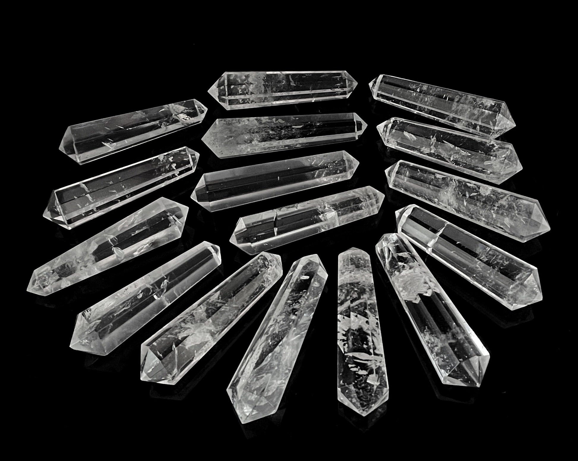 Bergkristall Doppelender - Bergkristall Spitze »Stein der Klarheit« Kristalltherapie schmal - poliert