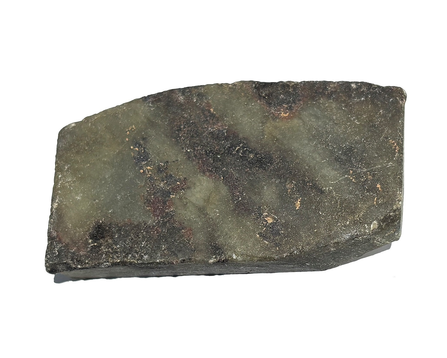 Rückseite: Labradorit Rohstein anpoliert mit irisierenden Farben