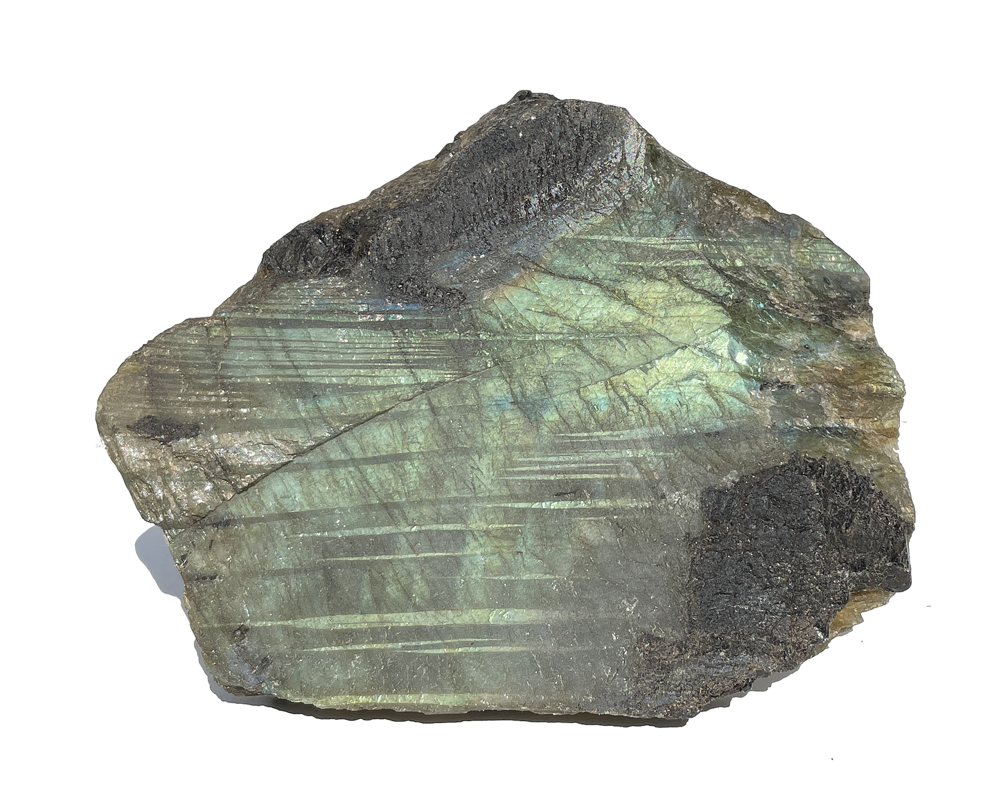 Labradorit Anschliff - Rohstein anpoliert - irisierende Farben