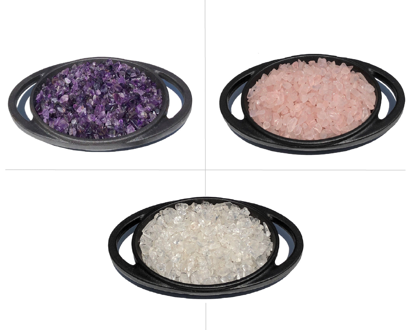 Basis-Set Trommelsteine - Amethyst Bergkristall Rosenquarz - Ladesteine