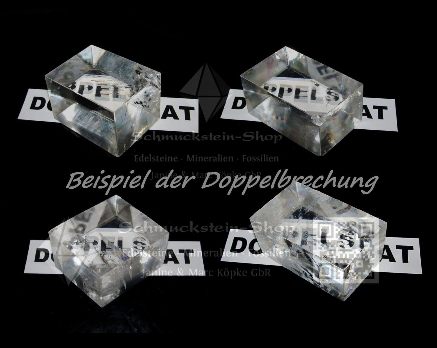 Doppelspat - optischer Calcit Doppelbrechung Islandspat - poliert