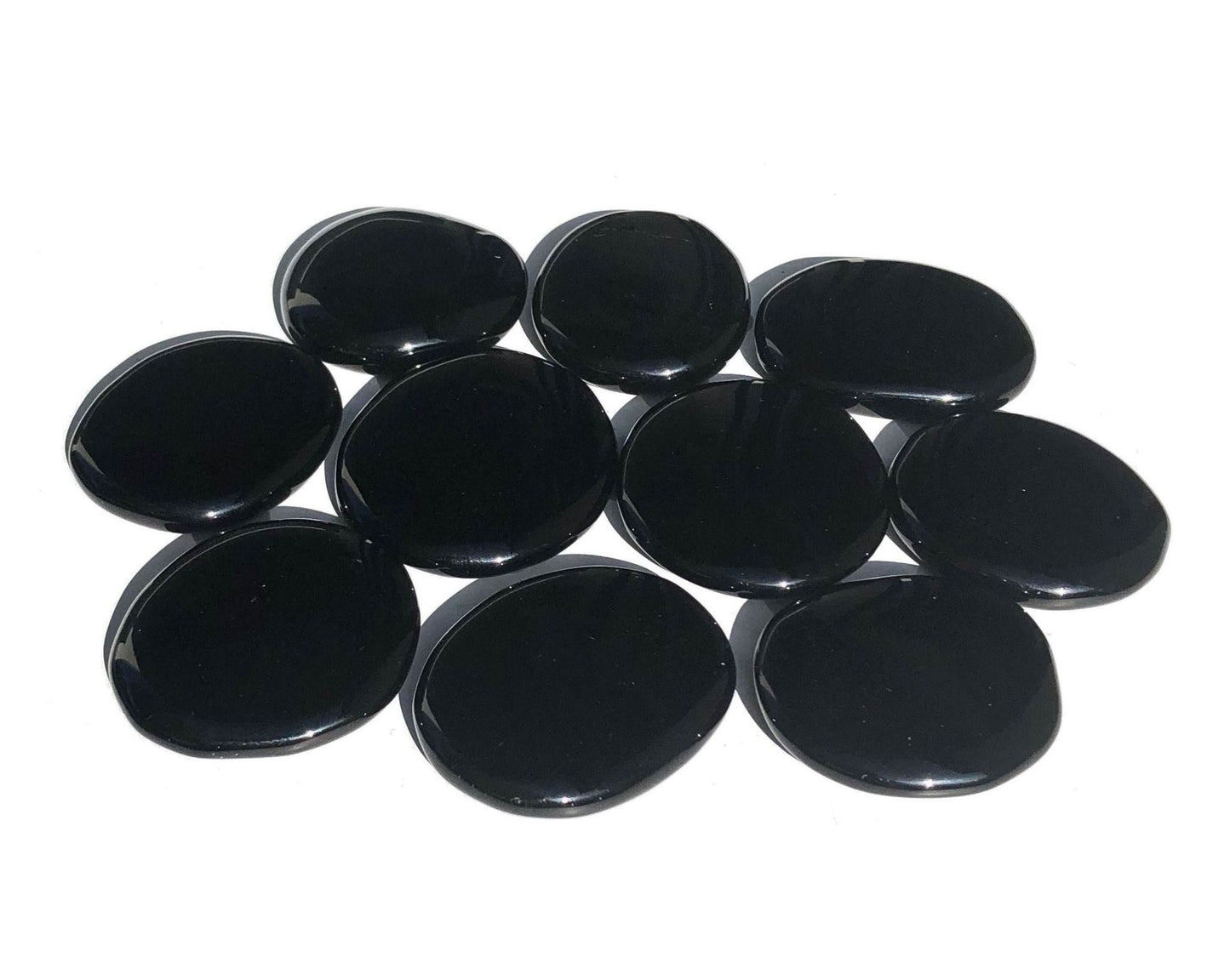 schwarzer Obsidian - Scheibensteine Massagesteine zum Auflegen - Therapiesteine