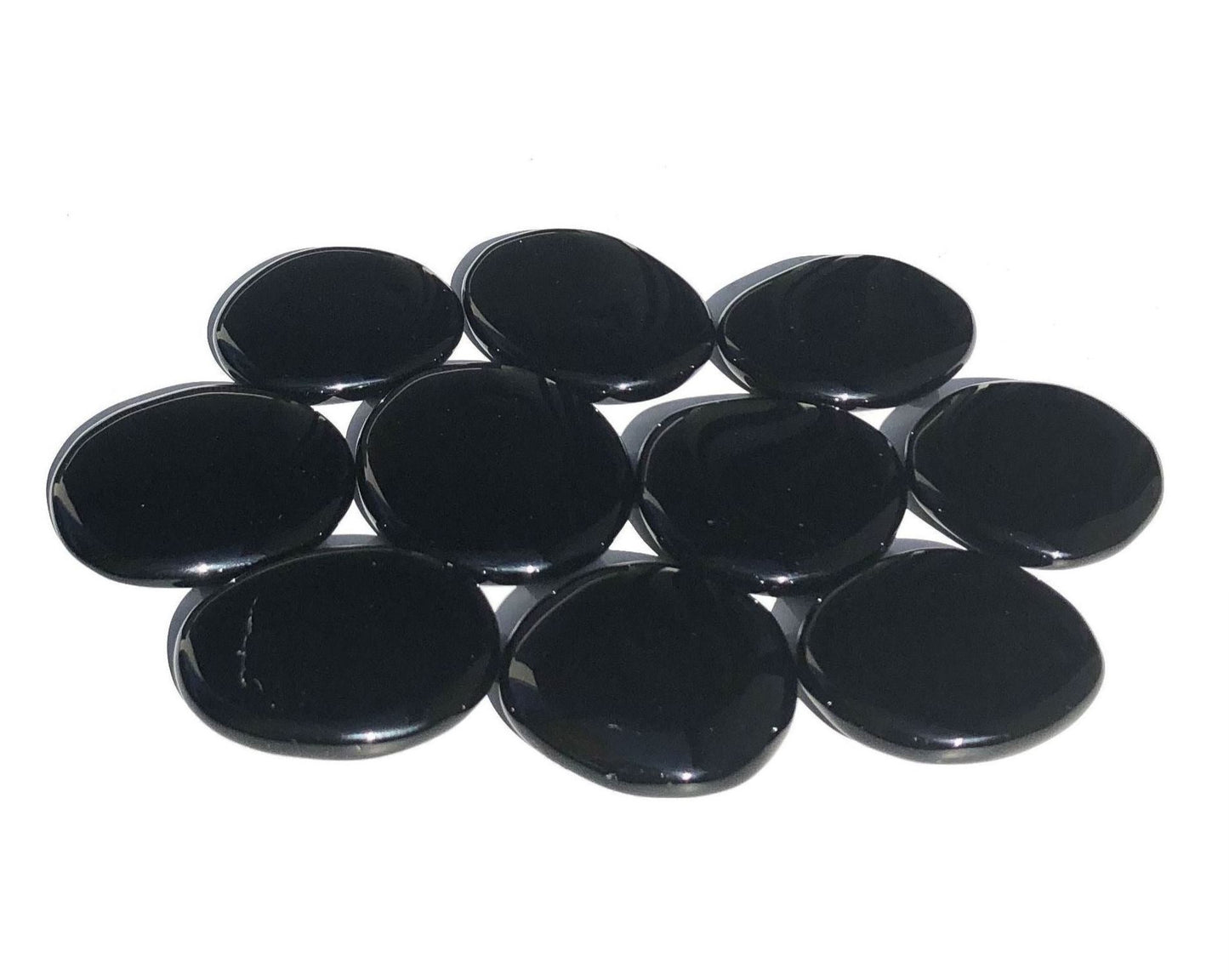 schwarzer Obsidian - Scheibensteine Massagesteine zum Auflegen - Therapiesteine