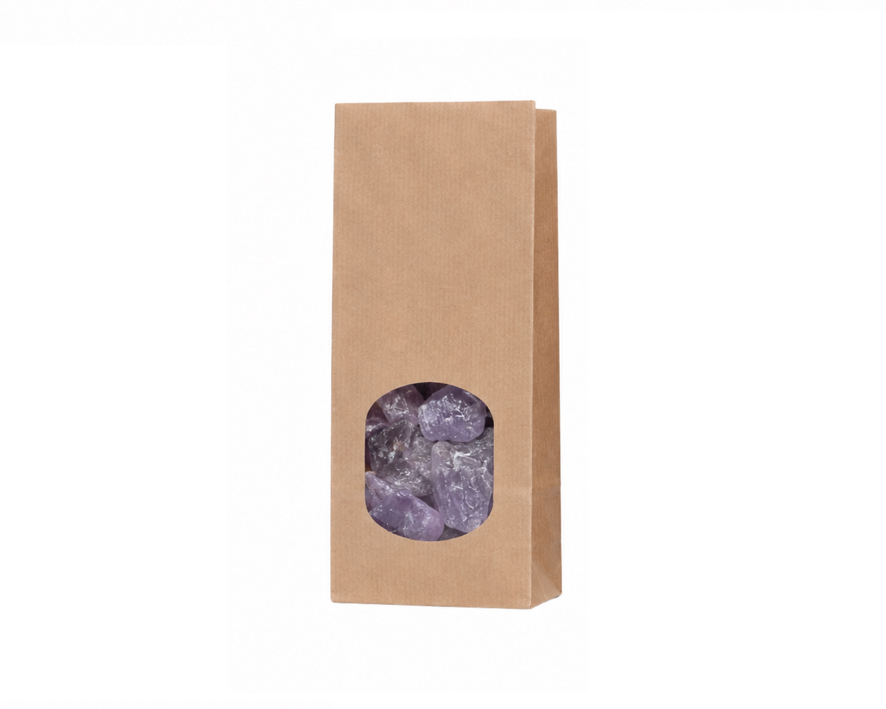 Amethyst Rohsteine Ansicht von vorn in Tüte