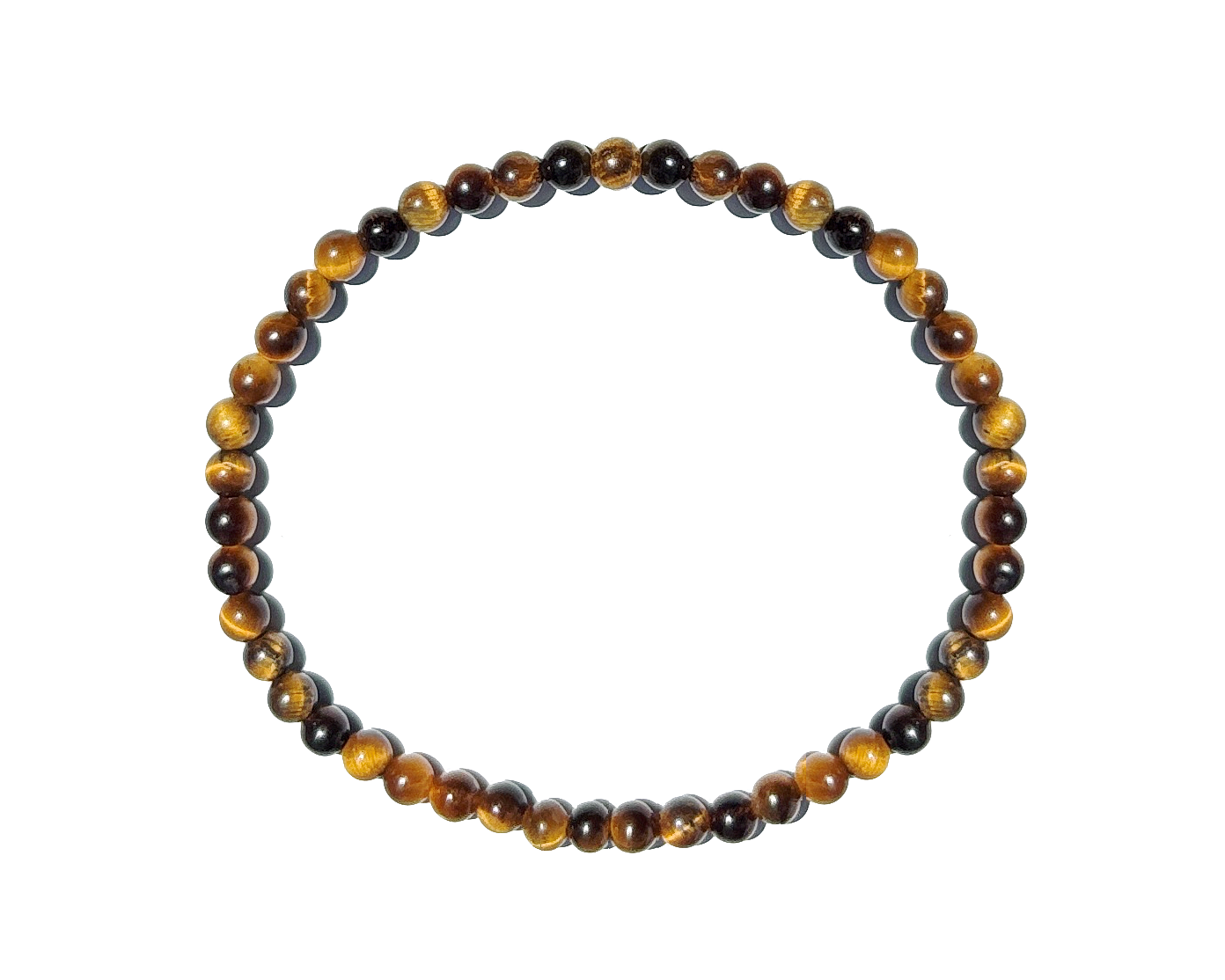 Tigerauge Armband mit runden Kugeln auf weißem Hintergrund
