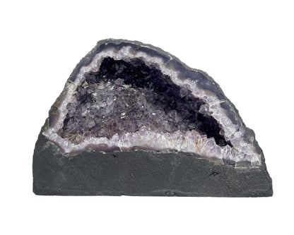 Vorderansicht einer Amethyst Druse auf weißem Hintergrund