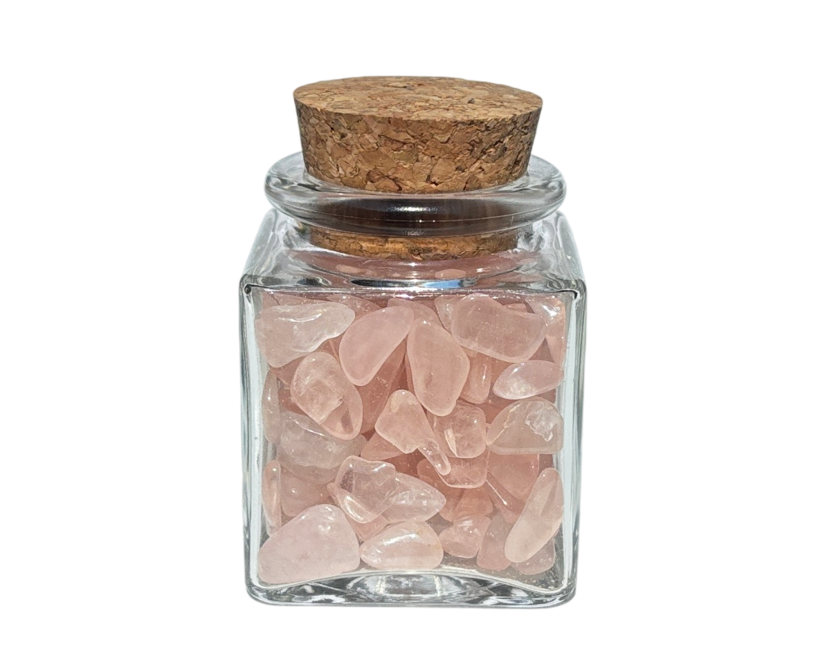 Dekoglas gefüllt mit Rosenquarz