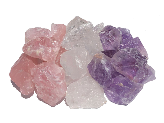 Grundmischung - Basis-Set für Edelsteinwasser Amethyst Bergkristall Rosenquarz