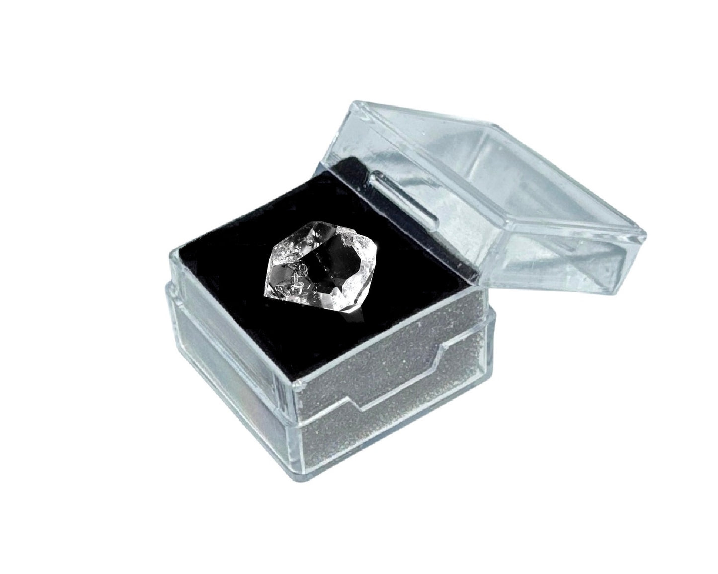 Einzelner Herkimer Diamant in klarer Box mit Samt