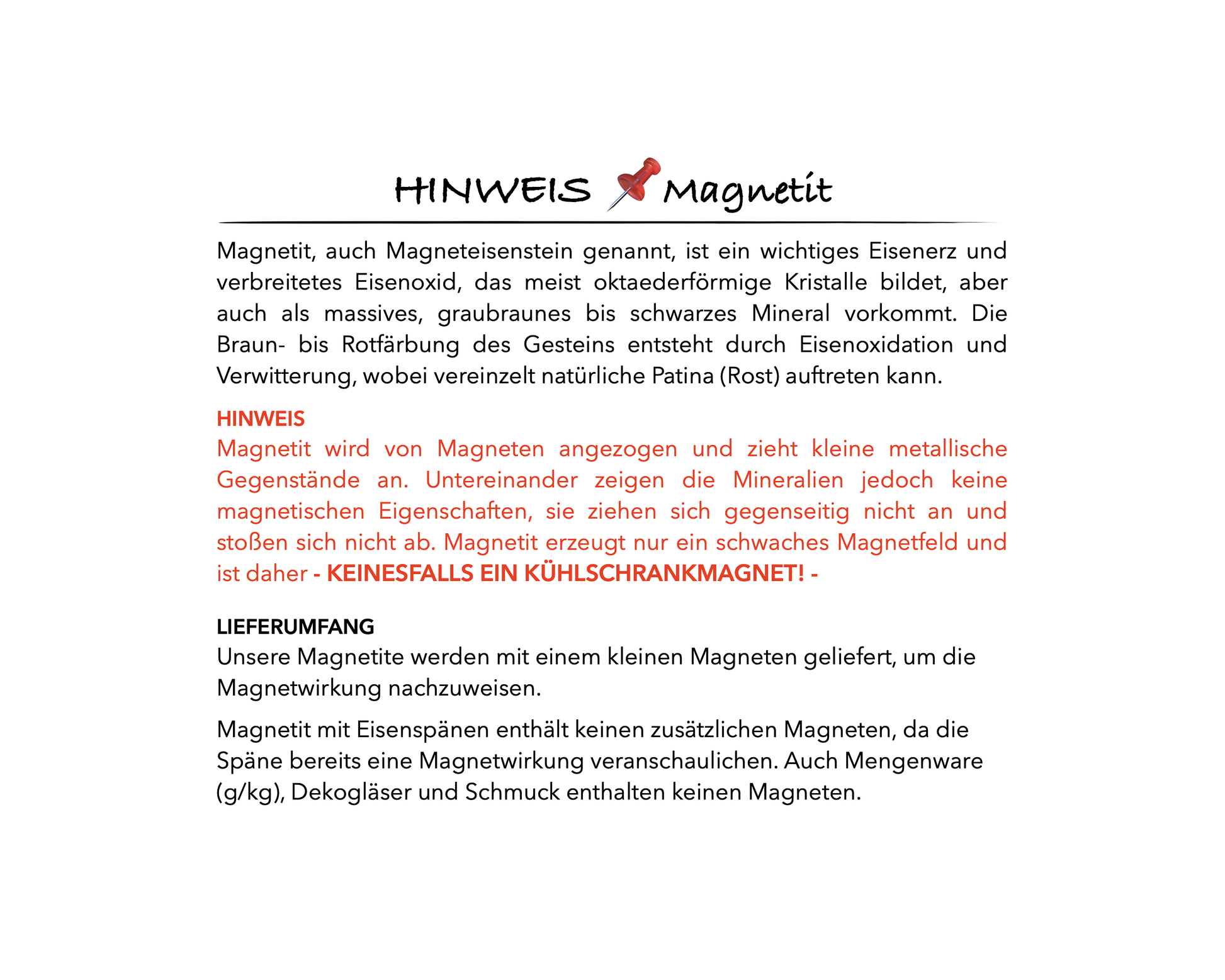 Hinweis Magnetit - Informationskarte