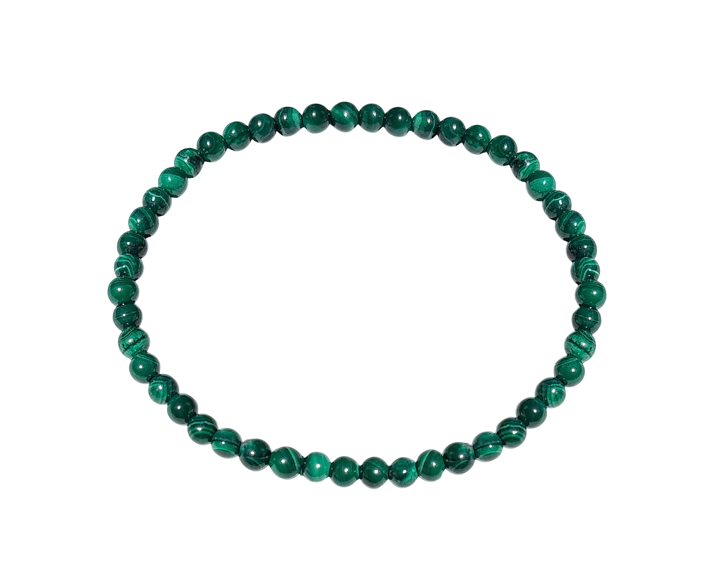 grünes Malachit Armband mit runden Kugeln auf weißem Hintergrund