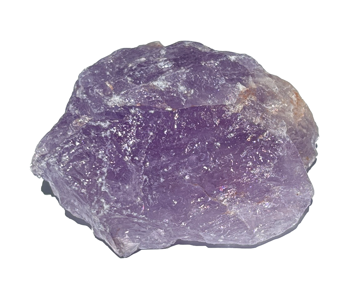 Vorderansicht: Amethyst Rohstein für Sammler auf weißem Hintergrund