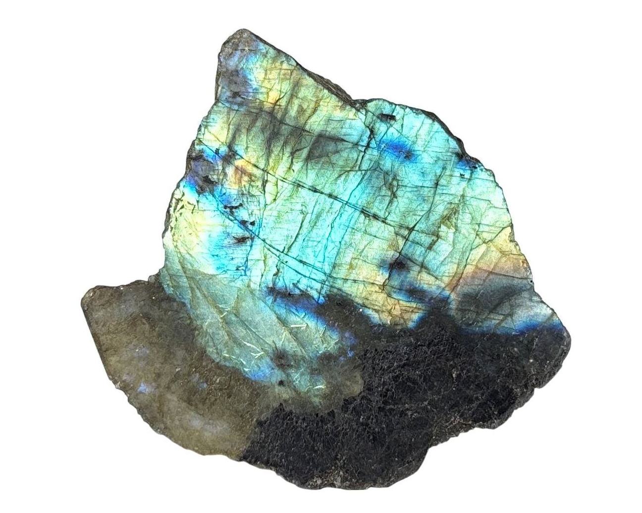 Labradorit Rohstein anpoliert mit irisierenden Farben