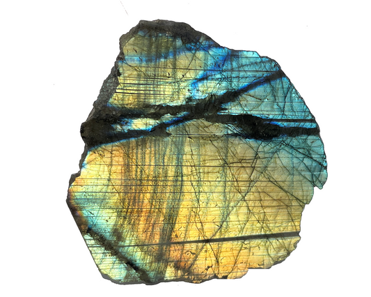 Labradorit Anschliff - Rohstein anpoliert - irisierende Farben | 06