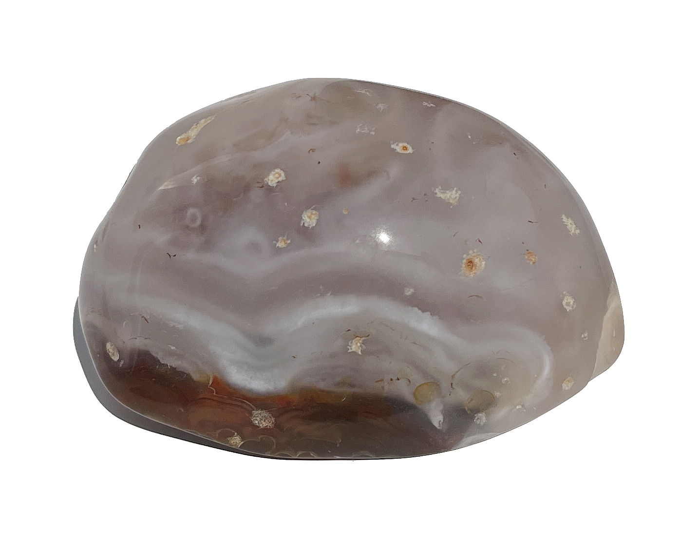 Ansicht von vorn: Wasserachat auf weißem Hintergrund