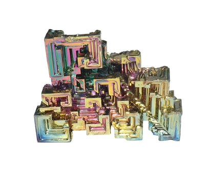 Wismut Kristall - Bismut mit irisierenden bunten Regenbogenfarben