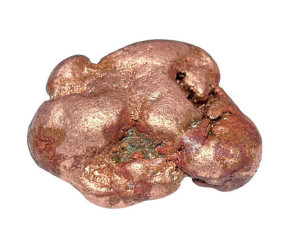 Vorderansicht: natives Kupfer - natürliches Kupfer Nugget auf weißem Hintergrund