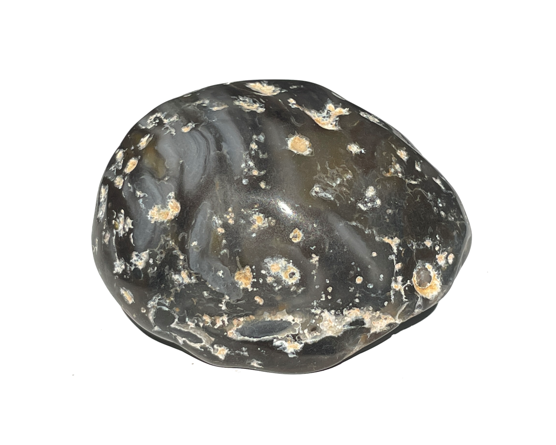 Wasserachat mit Maserung auf weißem Hintergrund