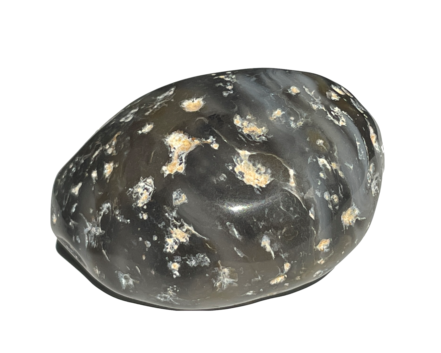 natürlicher Wasserachat mit Maserung auf weißem Hintergrund