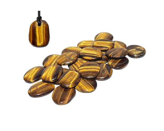 Tigerauge Scheibenstein und einen Anhänger auf weißem Hintergrund