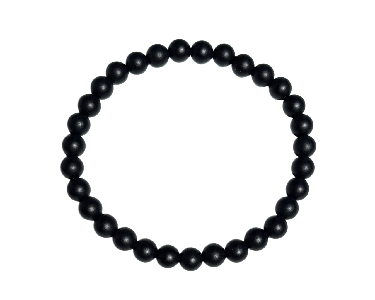 schwarzes Turmalin Armband mit runden Kugeln auf weißem Hintergrund