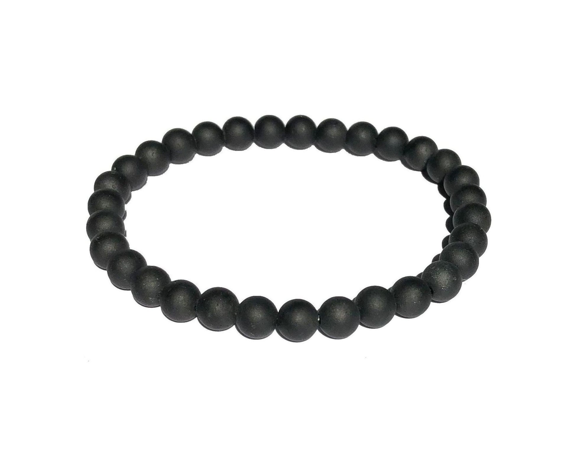 schwarzes Turmalin Armband mit runden Kugeln auf weißem Hintergrund