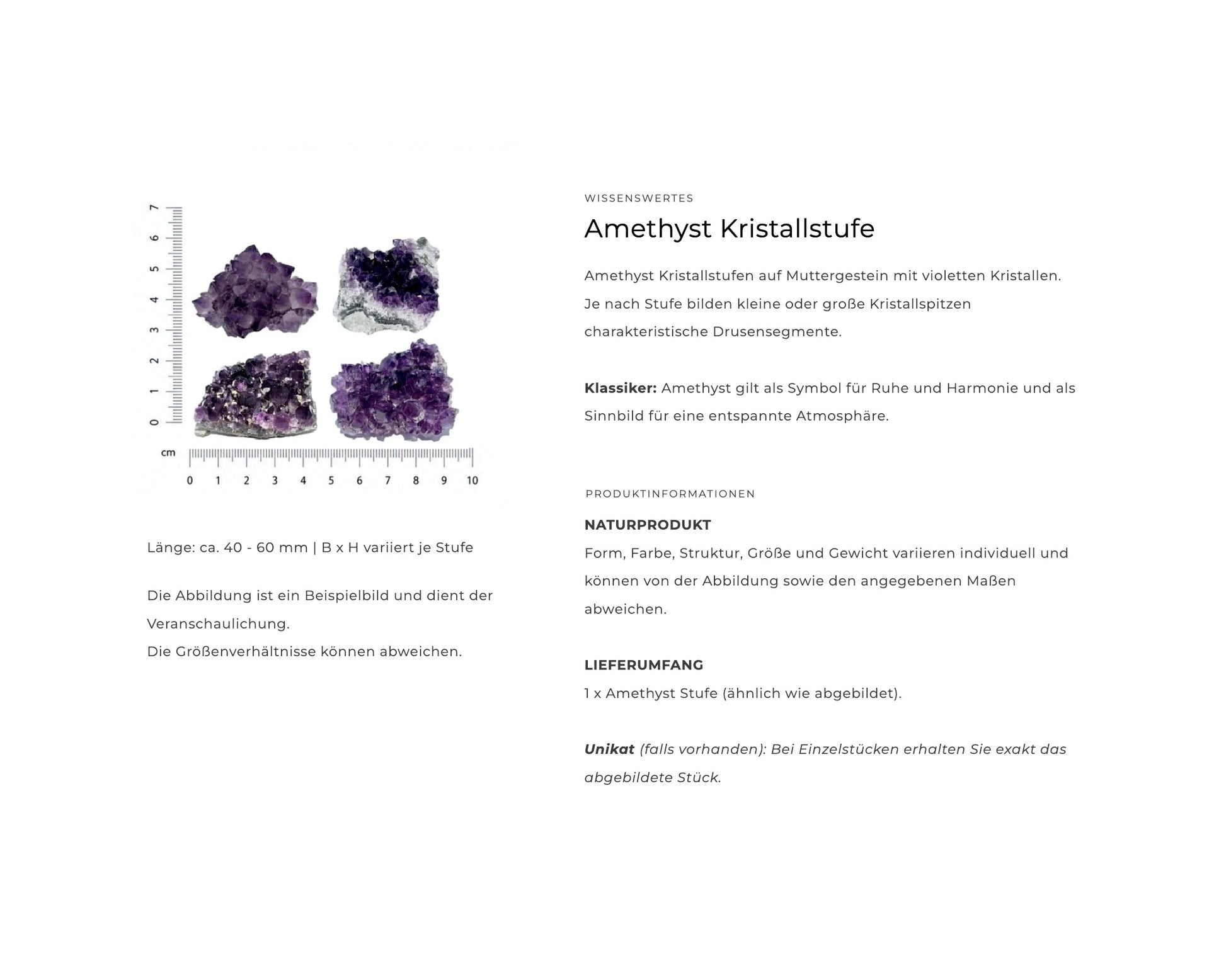 Amethyst Stufe: Informationen