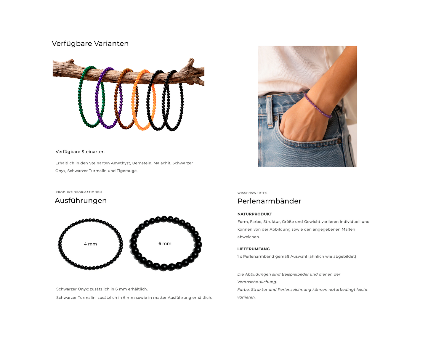 Zusatzinformatioen für Armbänder
