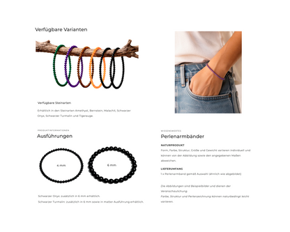 Zusatzinformatioen für Armbänder