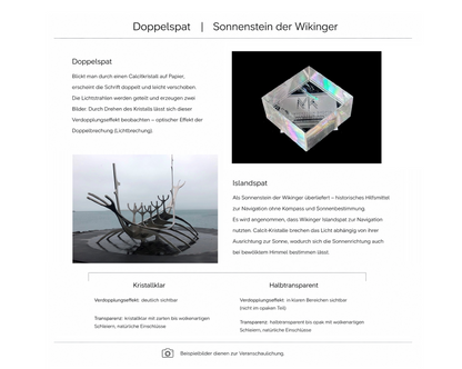 Calcit- Sonnenstein der Wikinger Beschreibung