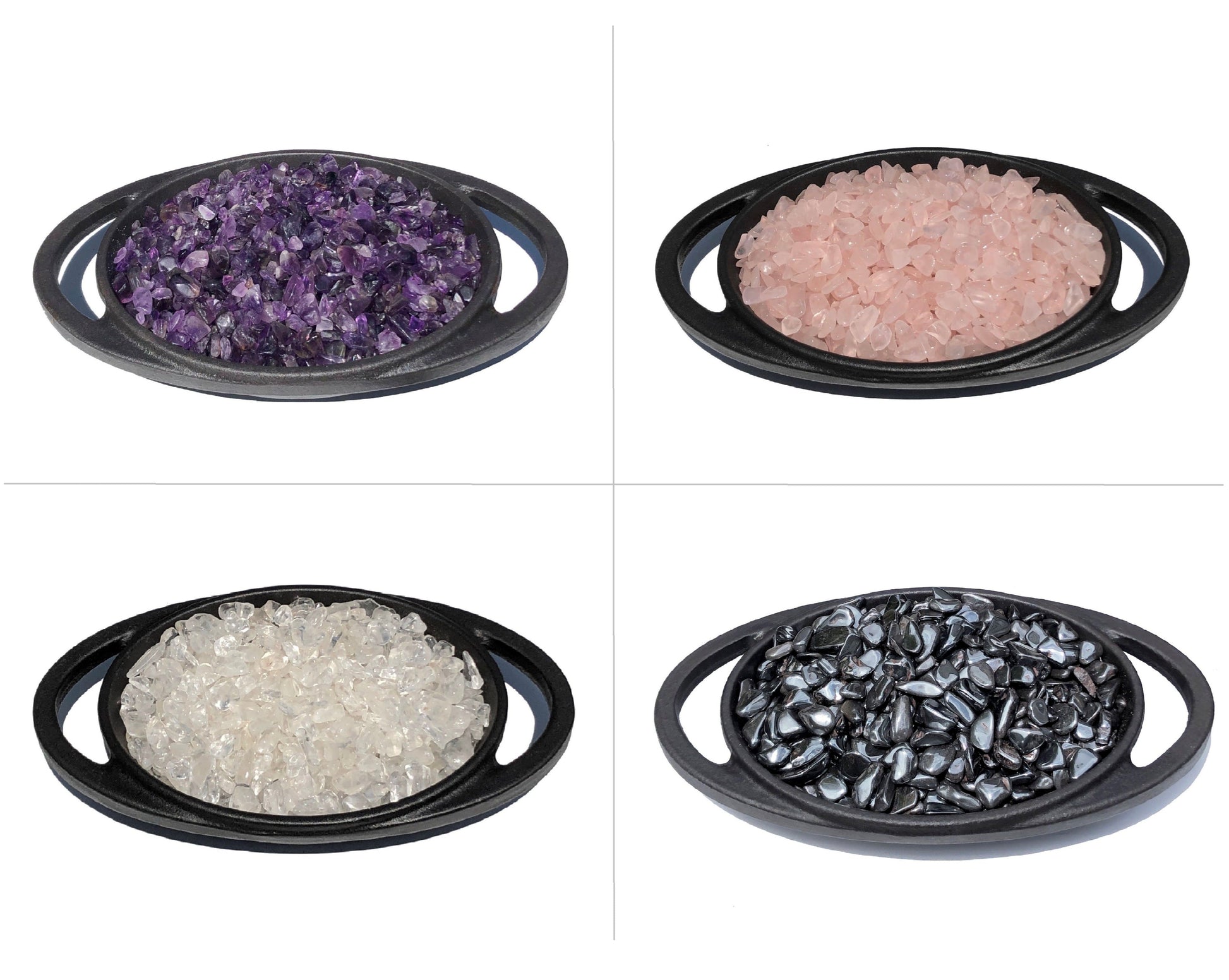 Basis-Set Trommelsteine - Amethyst Bergkristall Rosenquarz Hämatit - Ladesteine