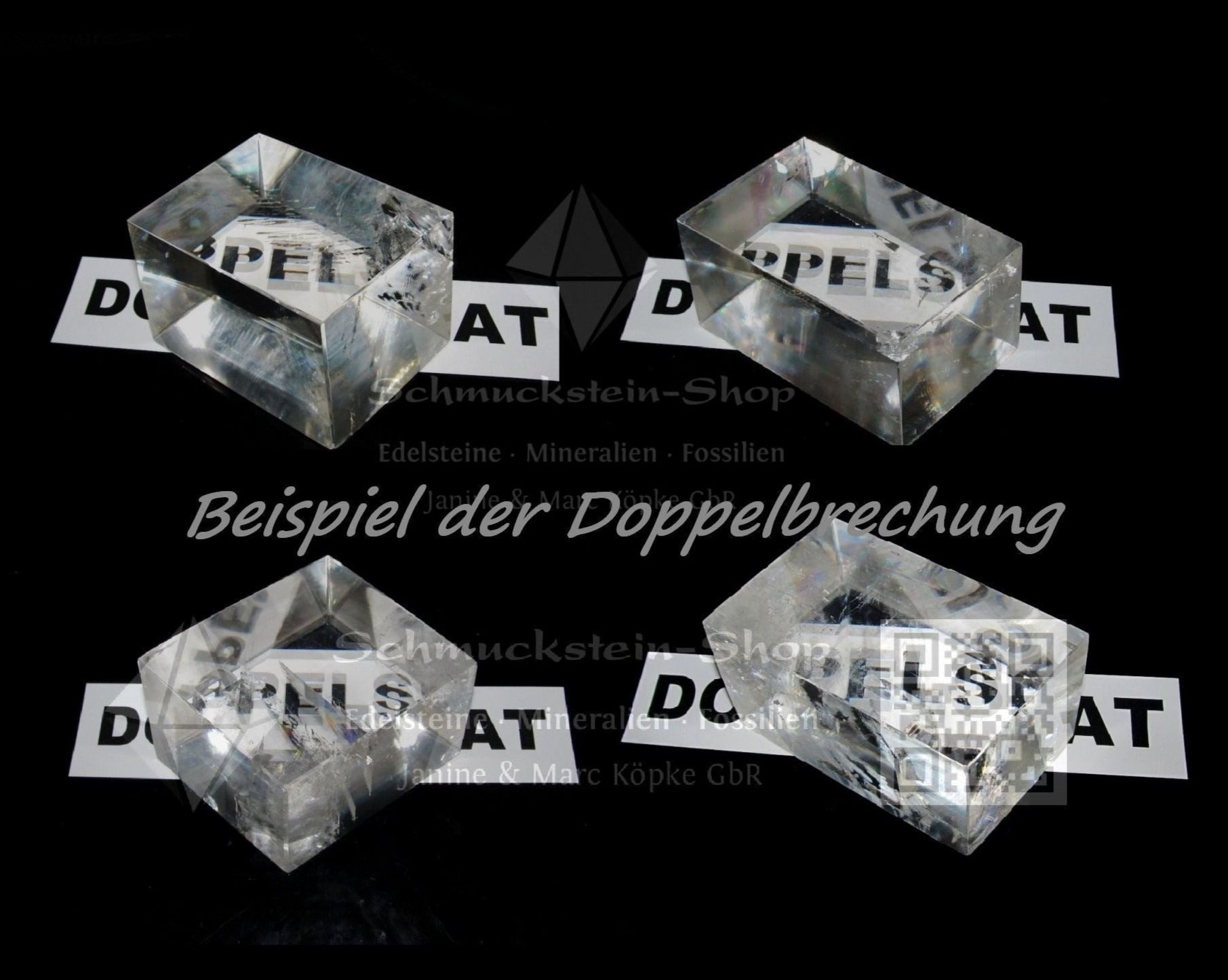 Doppelspat optischer Calcit Beispiel Doppelbrechung