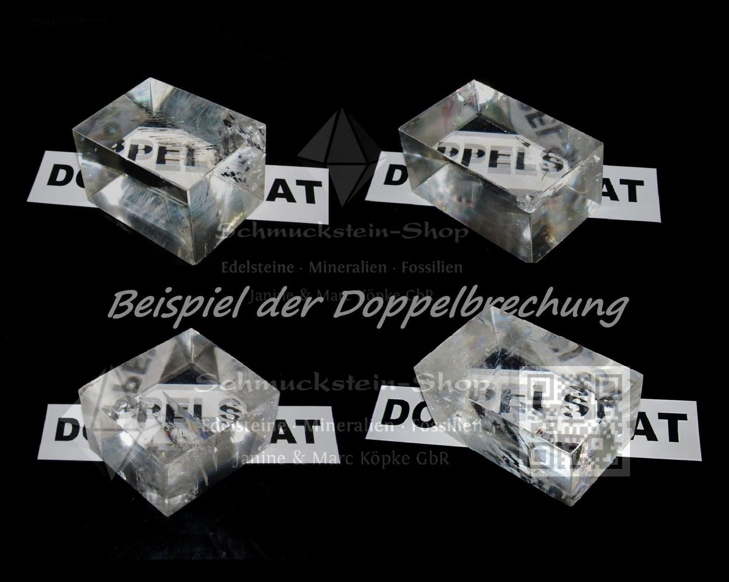 Doppelspat - optischer Calcit Islandspat - poliert