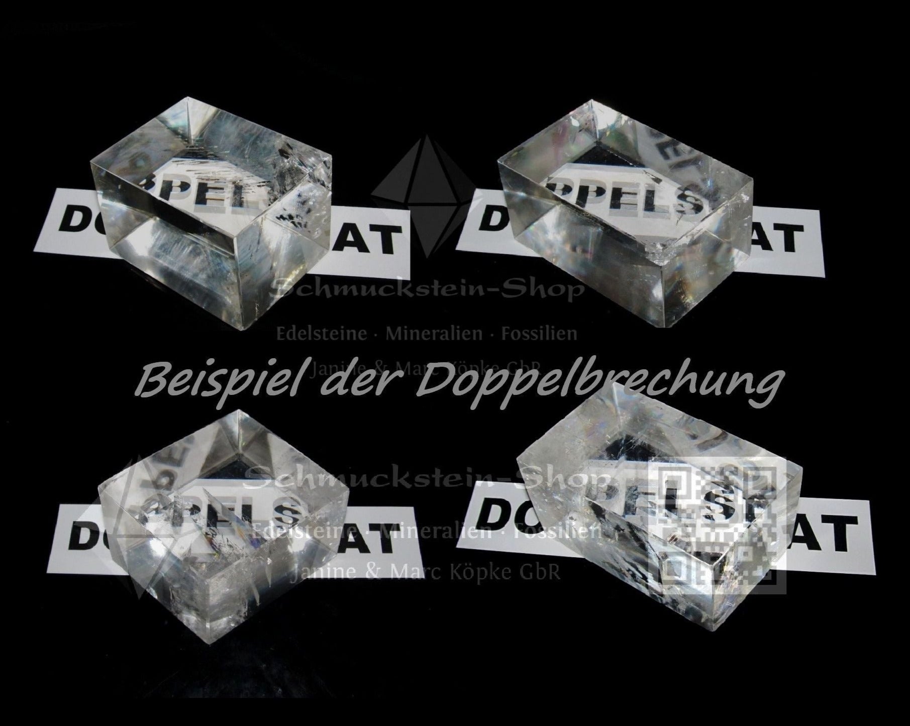 Doppelspat - optischer Calcit Islandspat - poliert