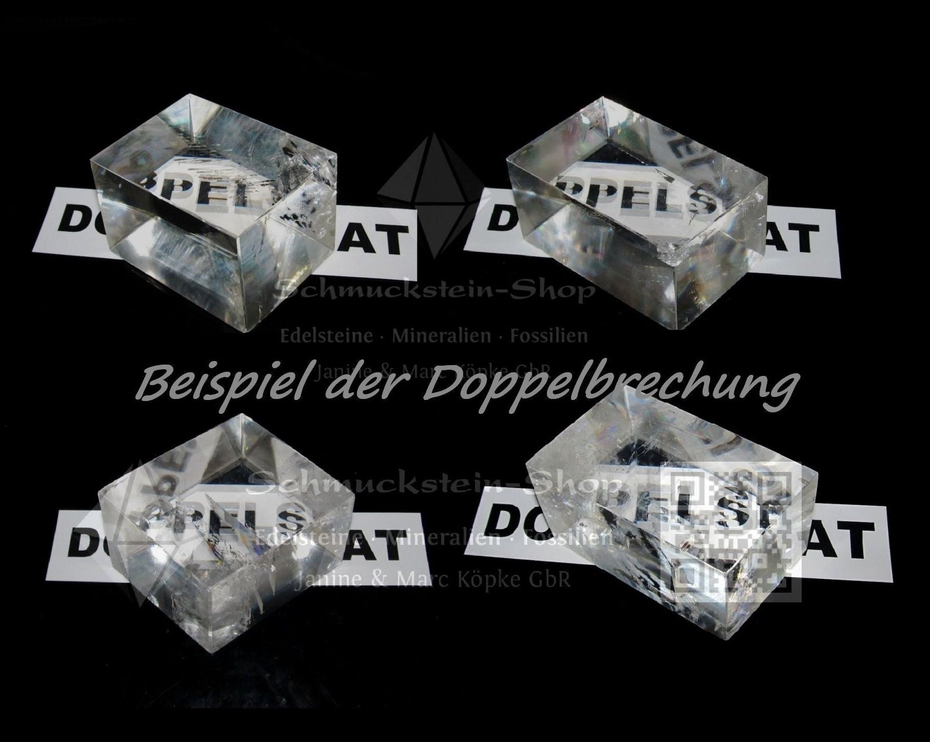 Doppelspat optischer Calcit Beispiel Doppelbrechung