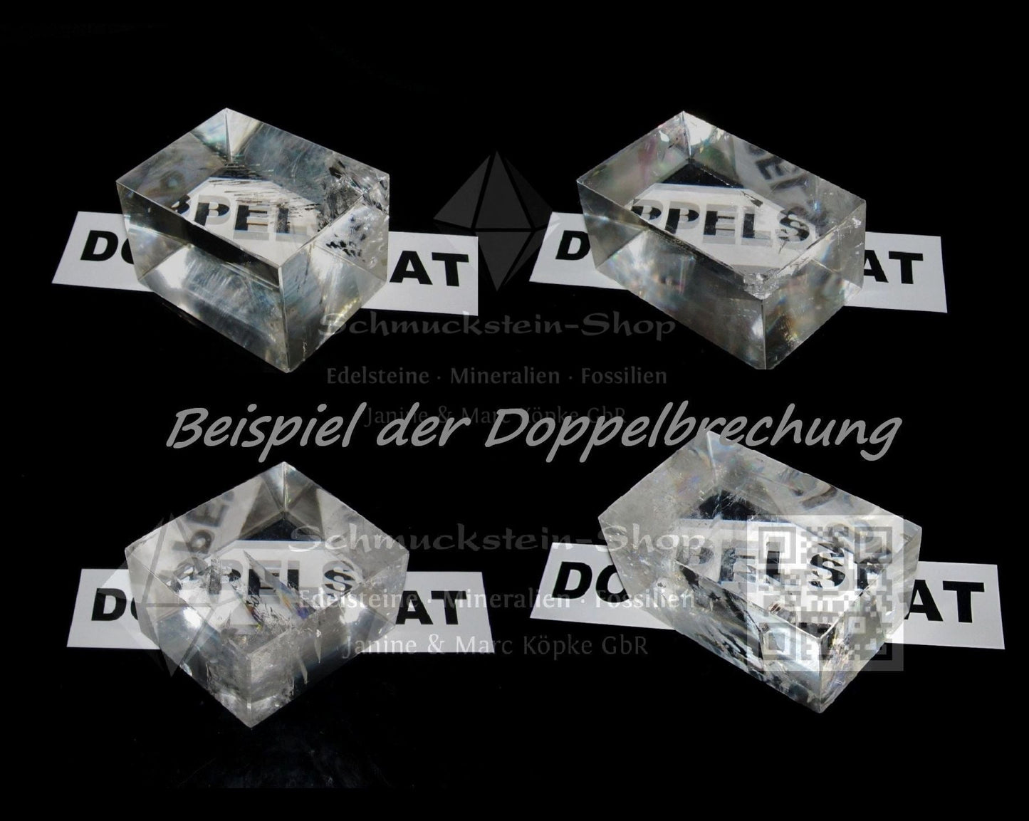 Doppelspat optischer Calcit Beispiel Doppelbrechung