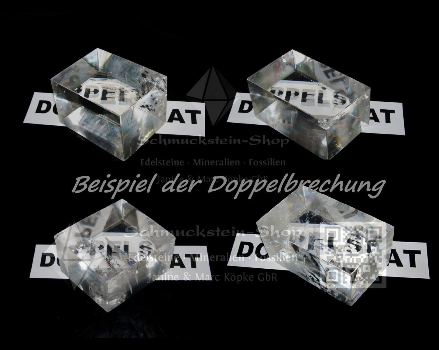 Doppelspat optischer Calcit Beispiel Doppelbrechung