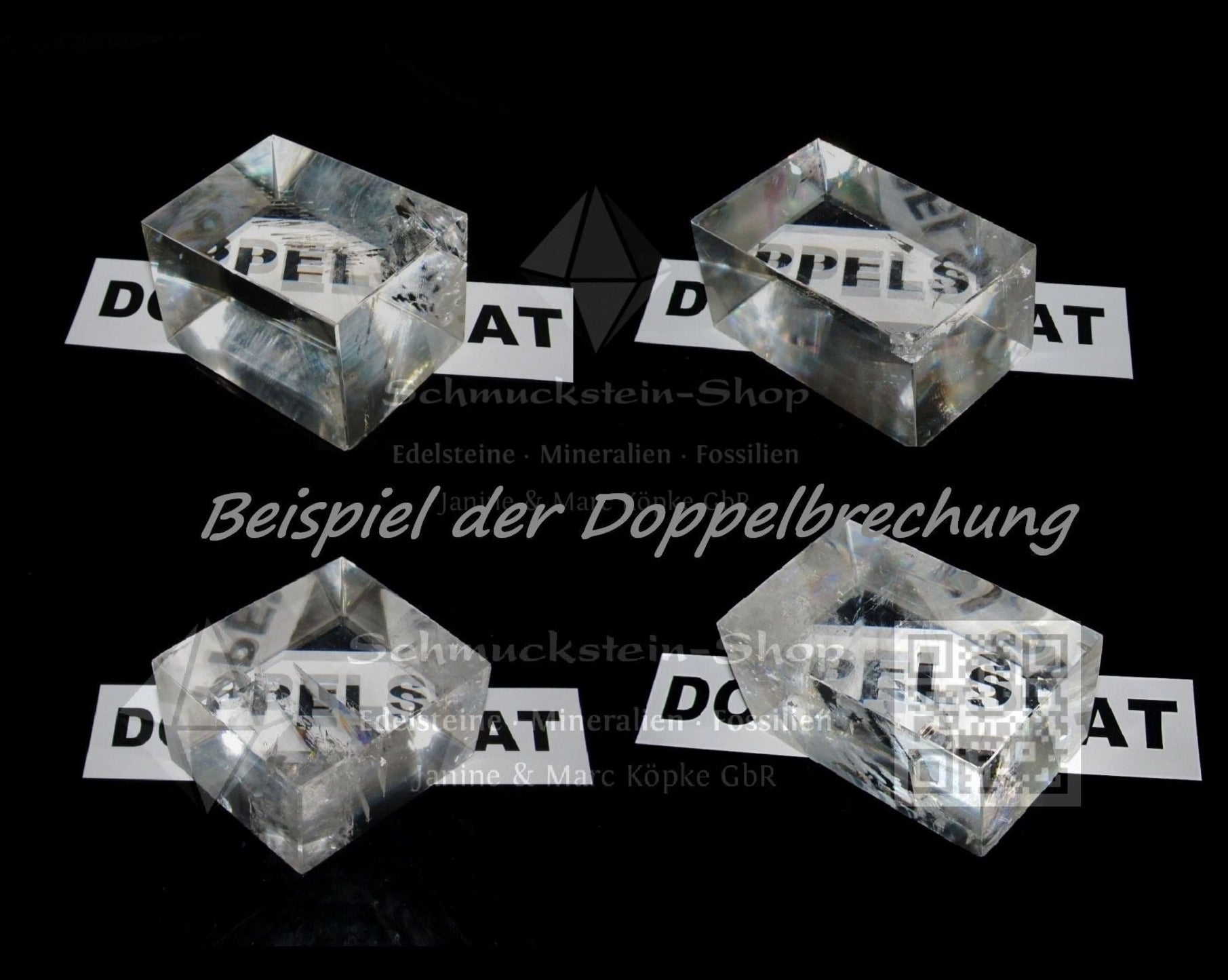 Doppelspat optischer Calcit Beispiel Doppelbrechung