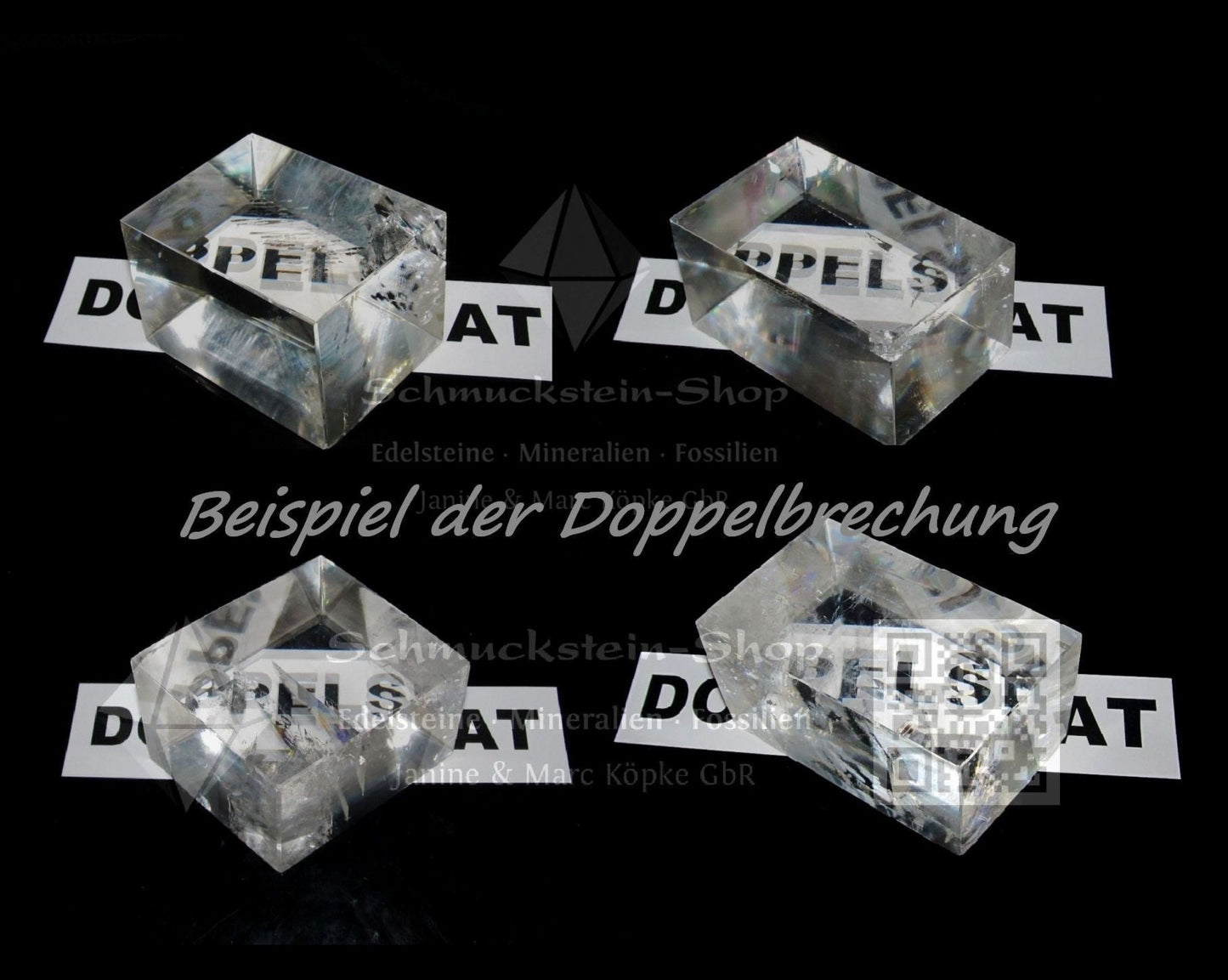 Doppelspat optischer Calcit Beispiel Doppelbrechung