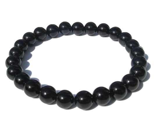 Turmalin schwarz Schörl Armband - Edelstein Armband Kugelarmband 