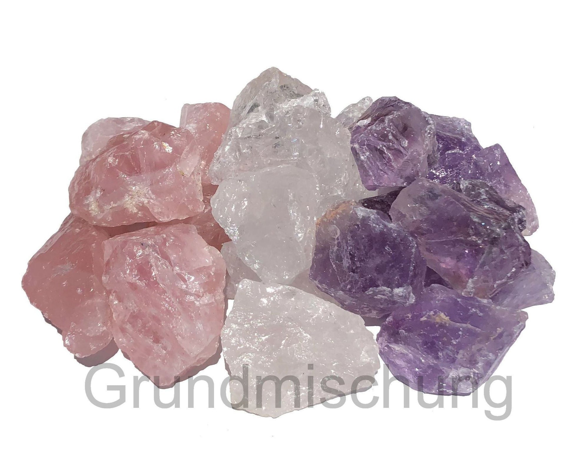 Amethyst Bergkristall Rosenquarz Rohsteine Wassersteine - Grundmischung 