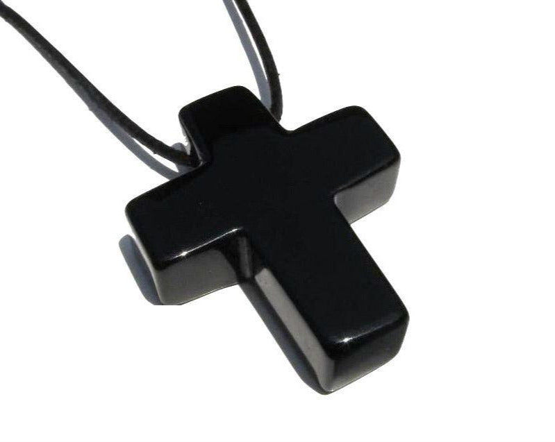 Obsidian Kreuz gebohrt