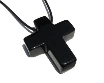 Obsidian Kreuz gebohrt