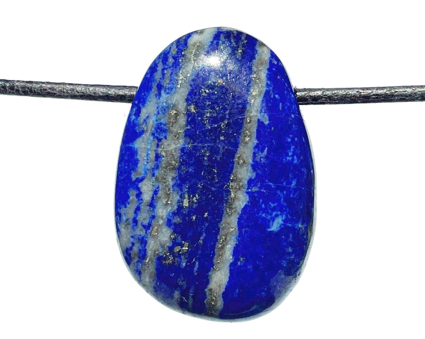 Lapislazuli Anhänger - Edelstein Anhänger - Trommelstein gebohrt mit Lederband