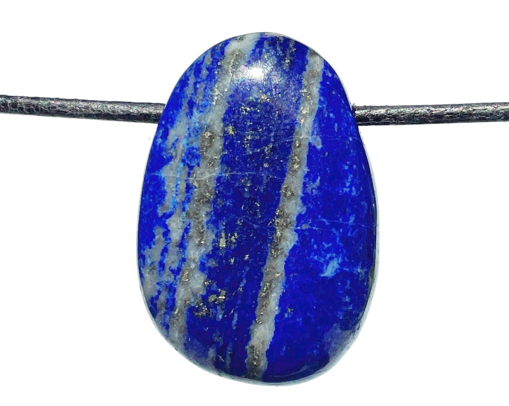 Lapislazuli Anhänger - Edelstein Anhänger - Trommelstein gebohrt mit Lederband
