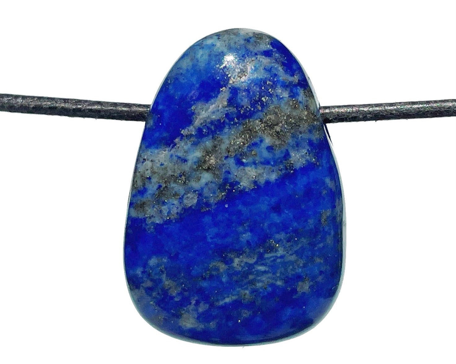 Lapislazuli Anhänger - Edelstein Anhänger - Trommelstein gebohrt mit Lederband