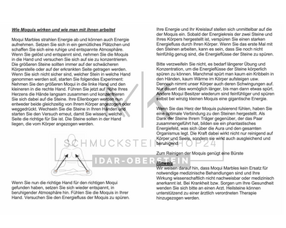 Informationskarte Moqui Marbles zur Meditation