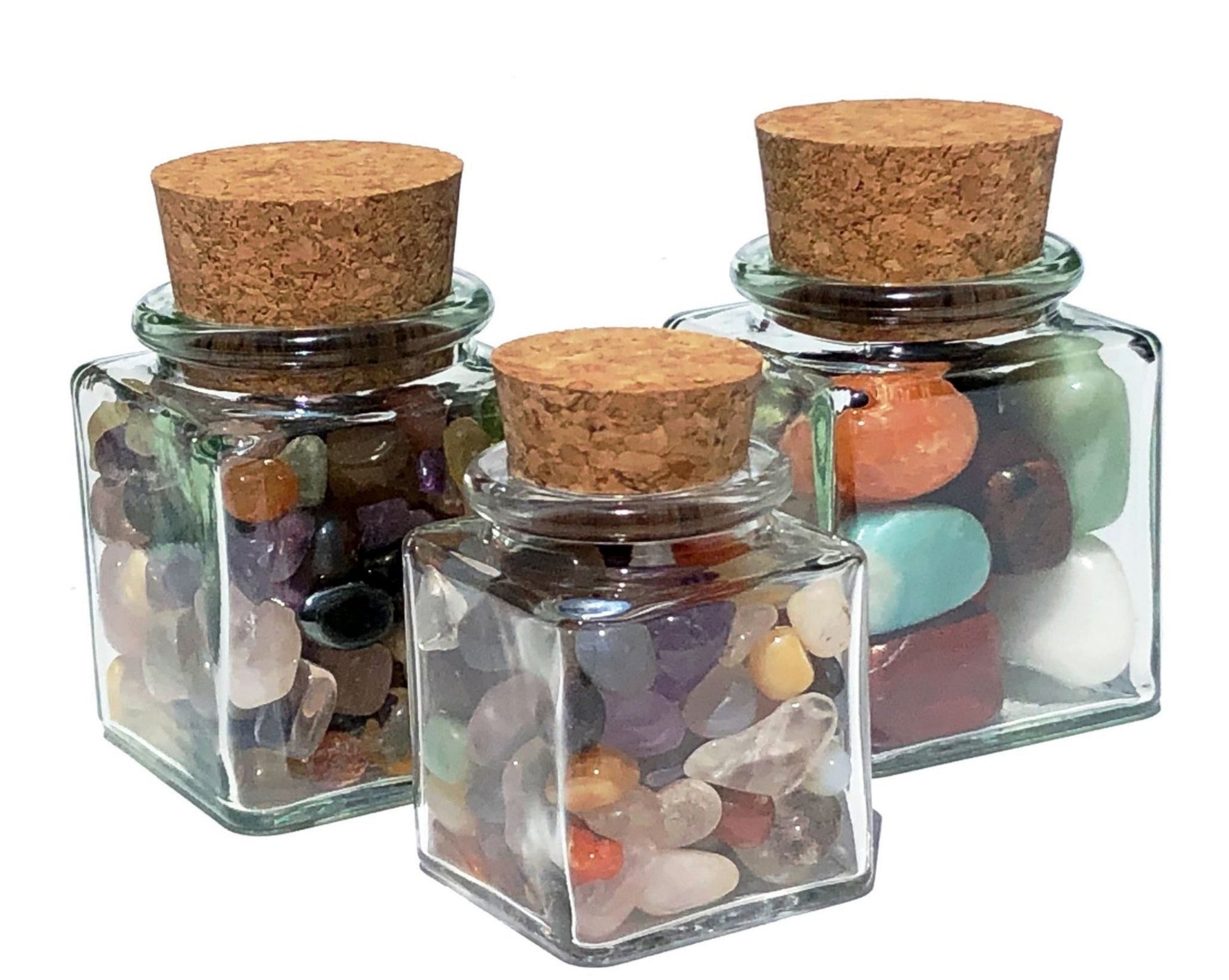 Trommelsteine bunter Mix im Dekoglas