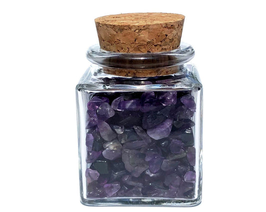 Amethyst Trommelsteine im Dekoglas